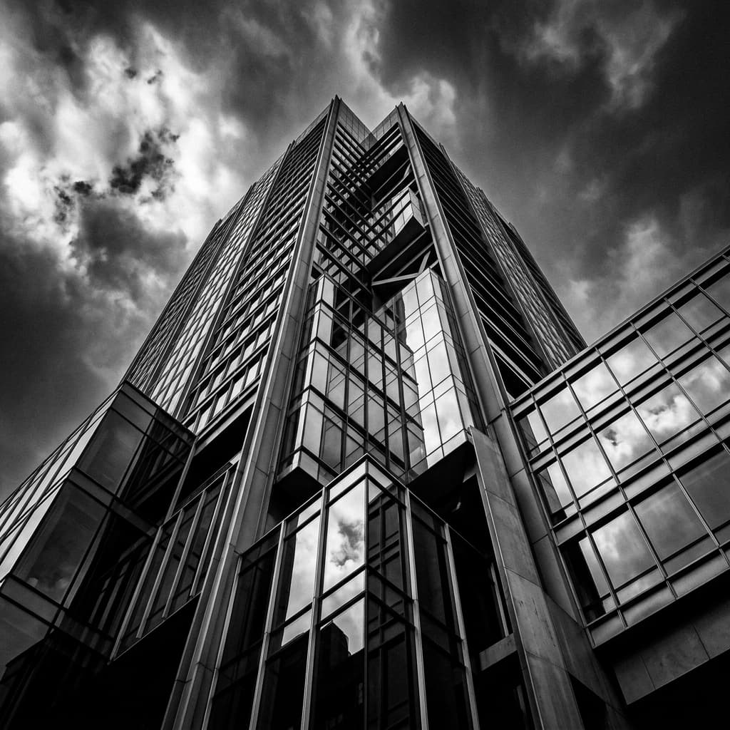 Corporate architecture showcasing stability and scale